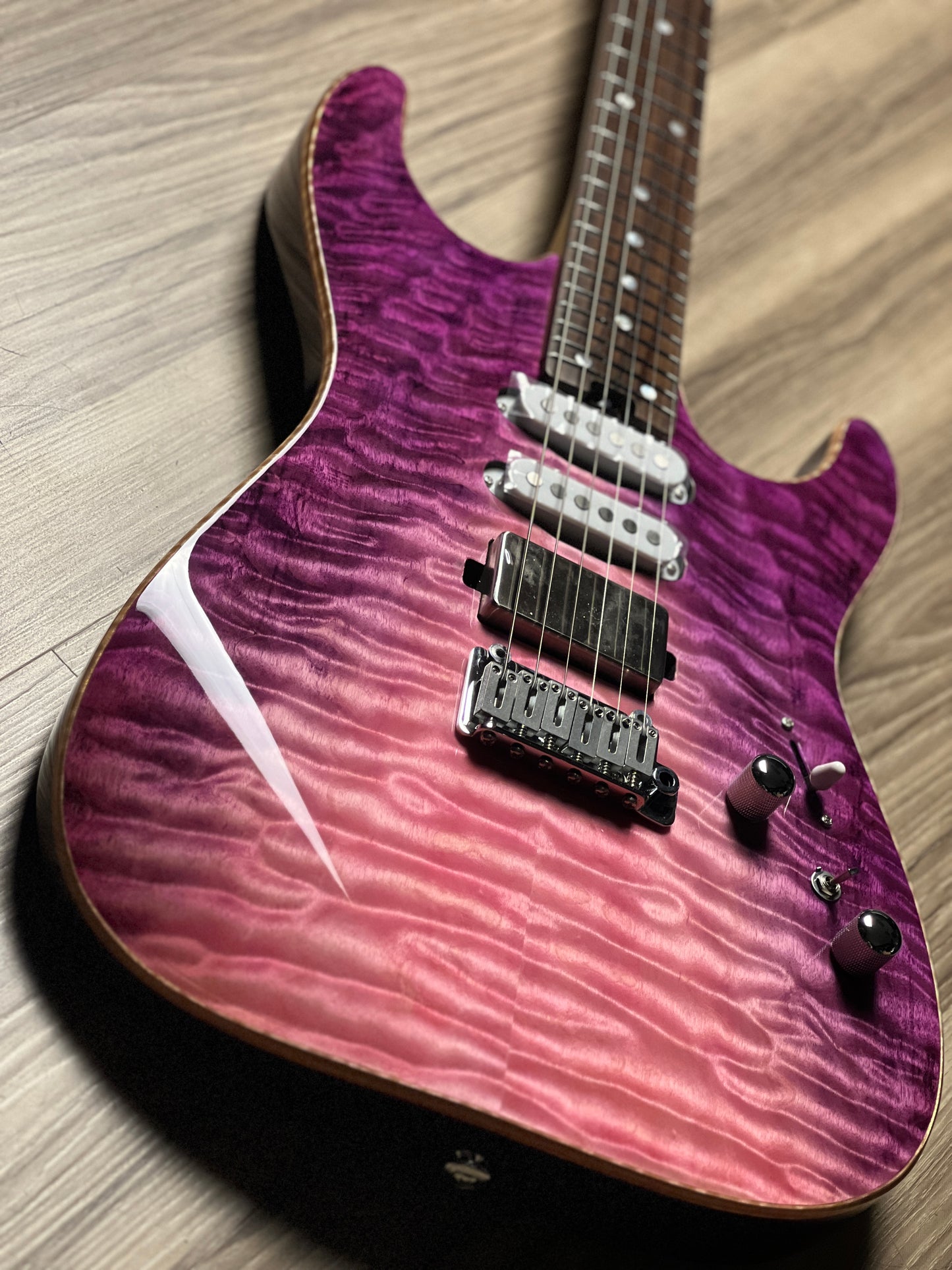 Soloking MS-1 Custom 24 HSS Quilt with Rosewood FB in Purple Wakesurf JESCAR