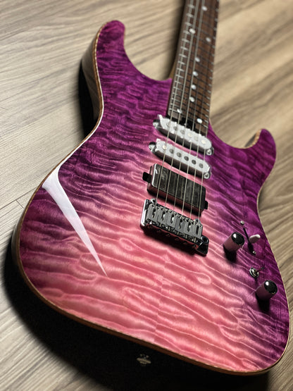 Soloking MS-1 Custom 24 HSS Quilt with Rosewood FB in Purple Wakesurf JESCAR