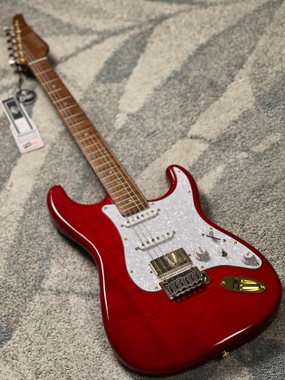 Soloking MS-1 FMN Artisan with Roasted Flame Neck in Transparent Red Limited Edition JESCAR