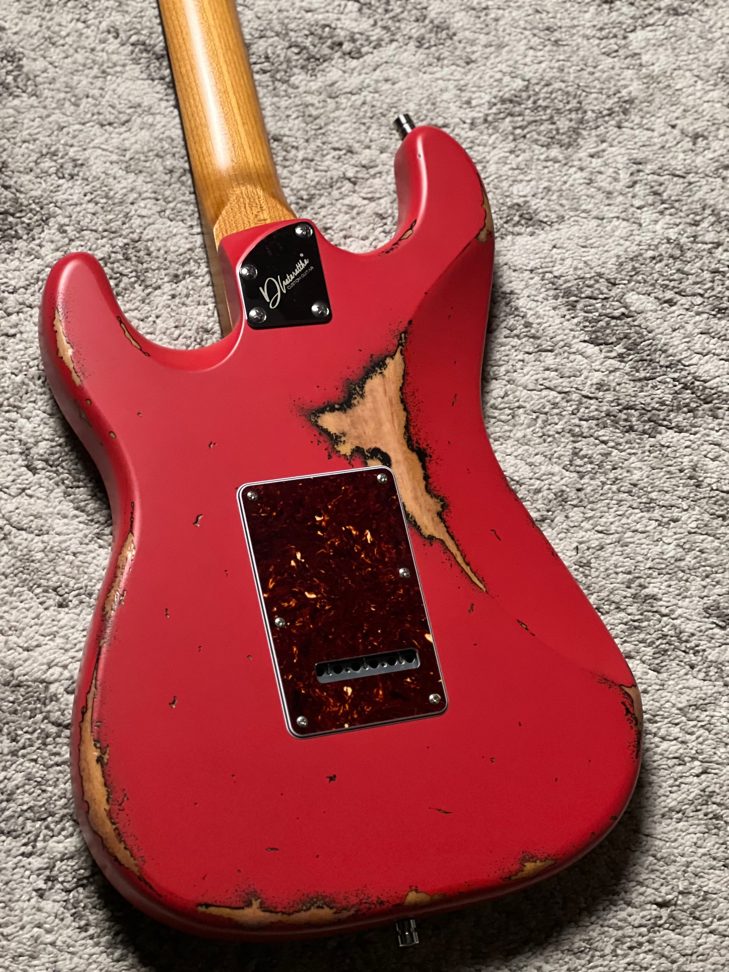 Dhatarattha Classic DST HSS in Fiesta Red Over Sunburst with Rosewood FB and Vines Artwork Inlay