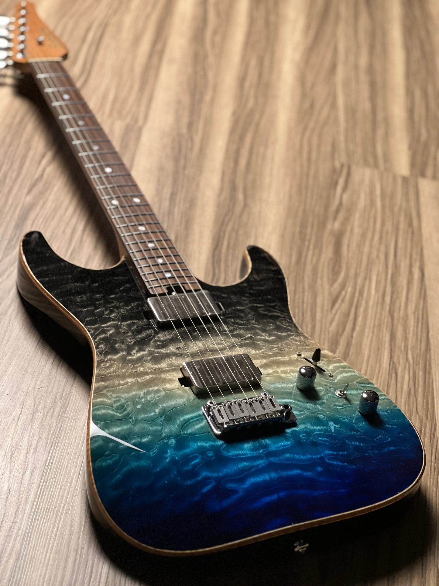 Soloking MS-1 Custom 22 HH Quilt with Rosewood FB in Ocean Storm Double Wipeout JESCAR