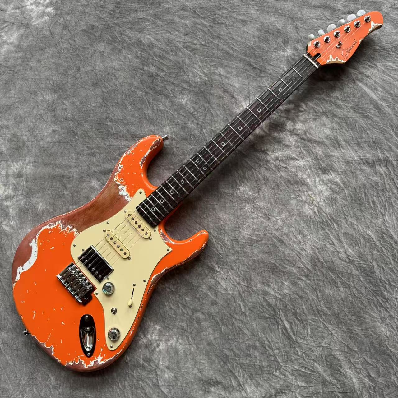 Dhatarattha Performance DST HSS in Capri Orange with RW FB and Nitrocellulose Lacquer Relic