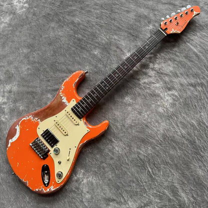 Dhatarattha Performance DST HSS in Capri Orange with RW FB and Nitrocellulose Lacquer Relic