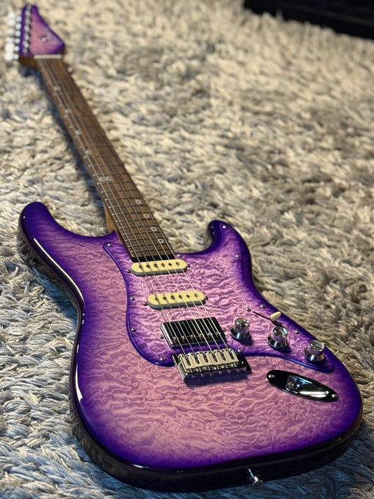 Dhatarattha Custom DST HSS Quilt in Purple Amethyst Burst with Rosewood FB