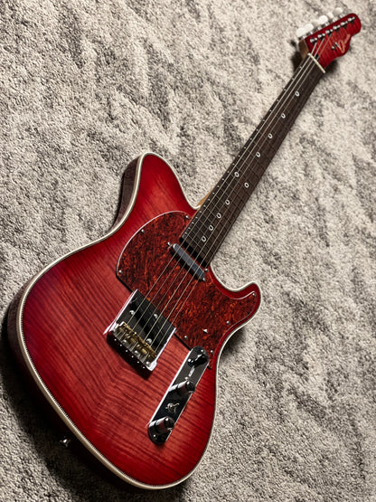 Dhatarattha Custom DTL Flame in Transparent Strawberry Burst with Flame Maple Neck
