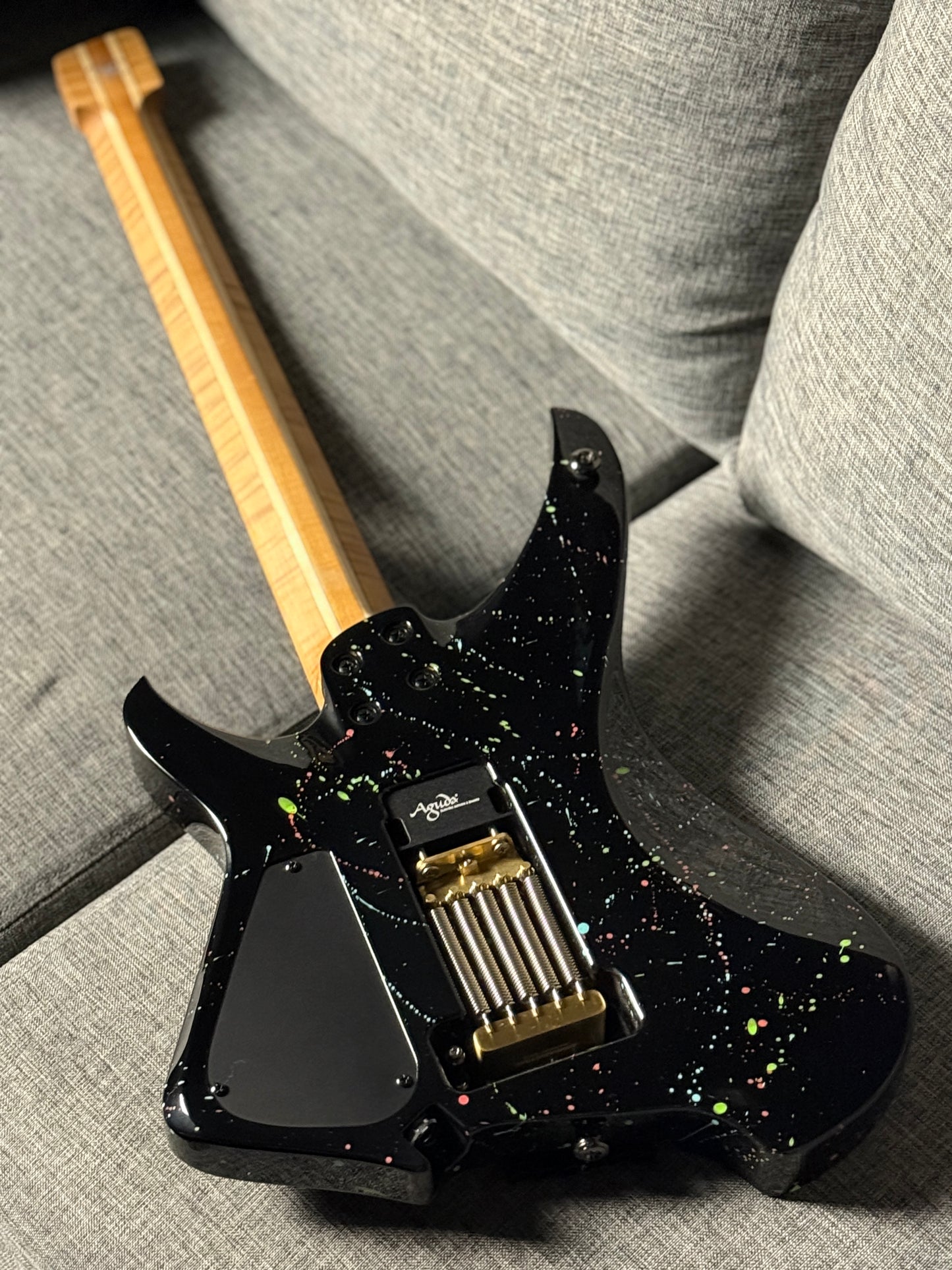 Aguda Black Hole in Black Splatter with Flame Maple Neck Nafiri Special Run
