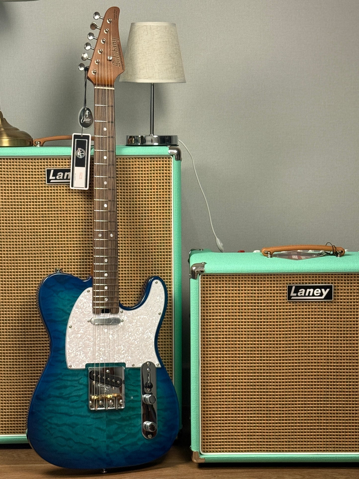 Soloking MT-1 Vintage Quilt with Rosewood FB in Aquamarine Nafiri Special Run