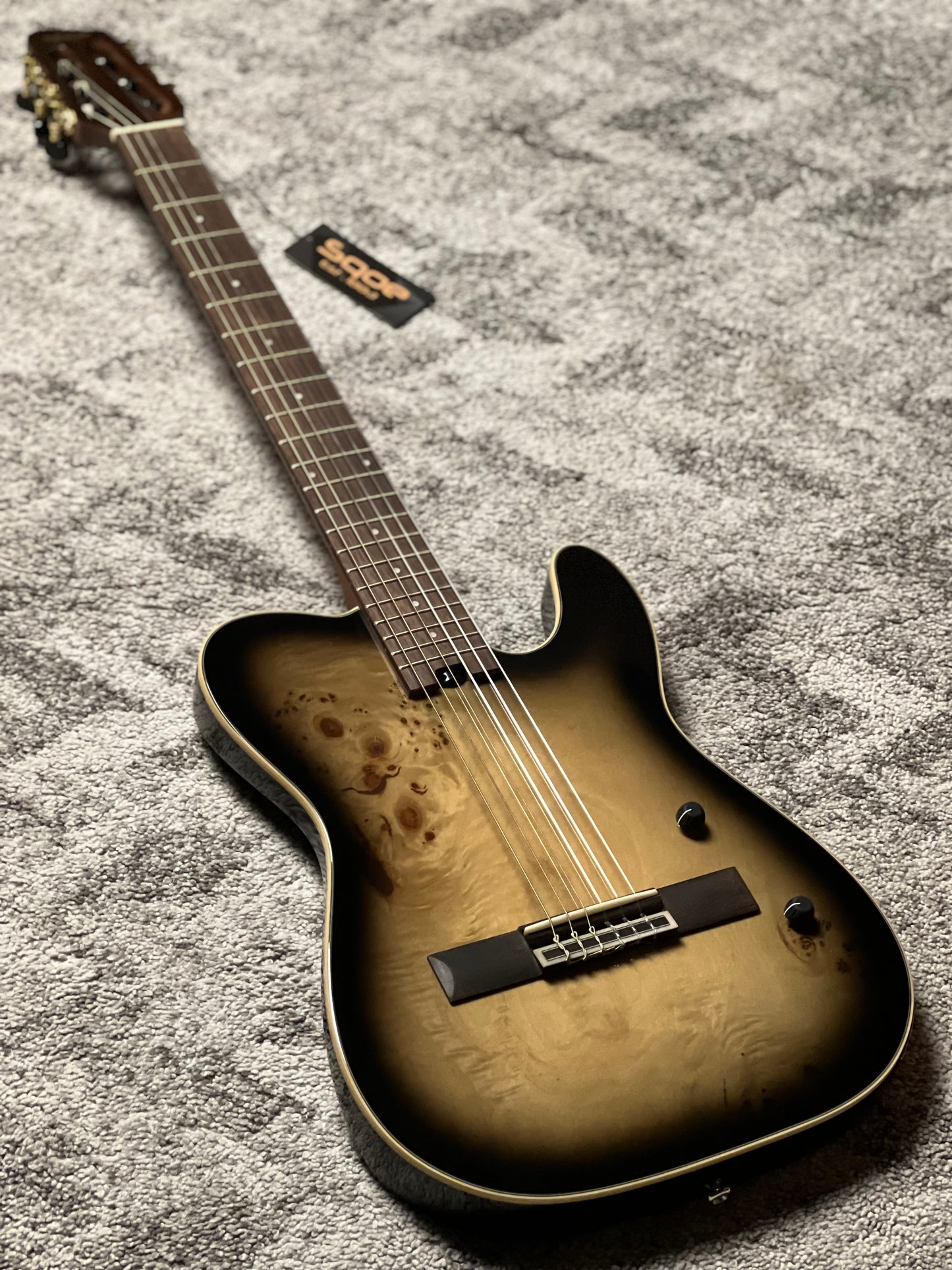 SQOE Spain SEGD-600 Nylon Electric Guitar with Piezo in Aurora Black