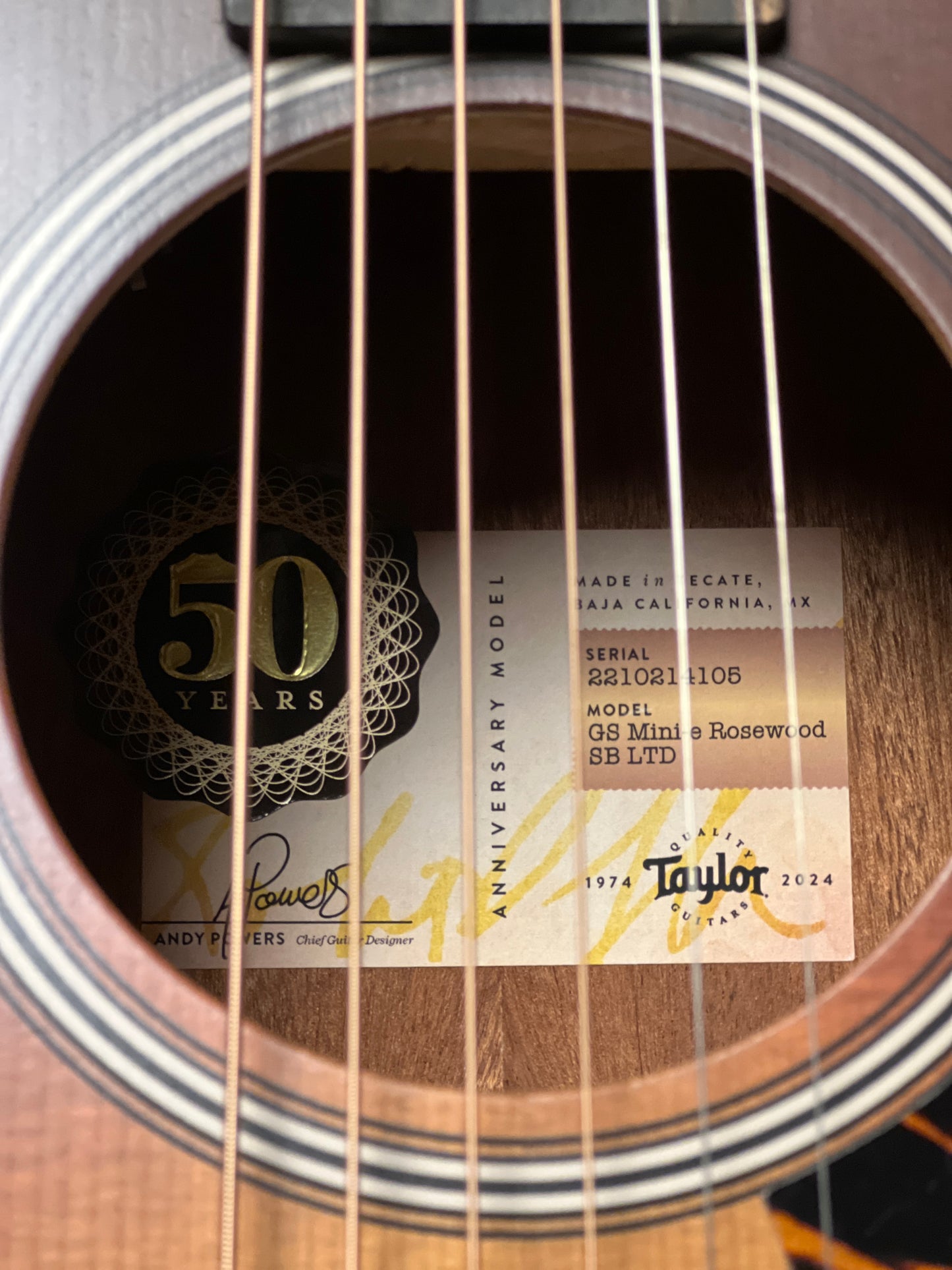 Taylor 50th Anniversary GS Mini-e Rosewood SB LTD w/Case in Sunburst Top