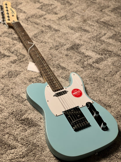 Squier FSR Sonic Telecaster Electric Guitar w/White Pickguard Laurel FB in Daphne Blue
