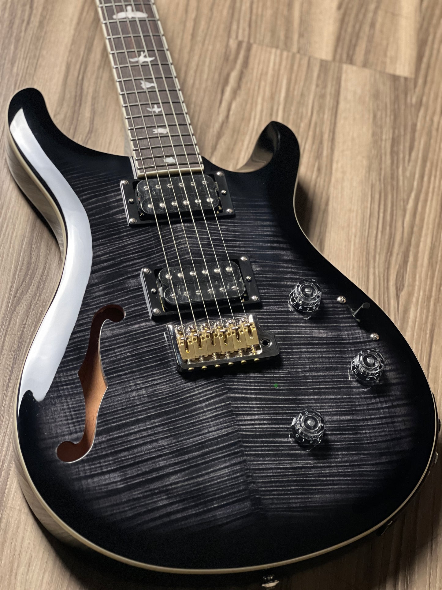 PRS SE Custom 24 Semi Hollow Piezo in Charcoal Burst