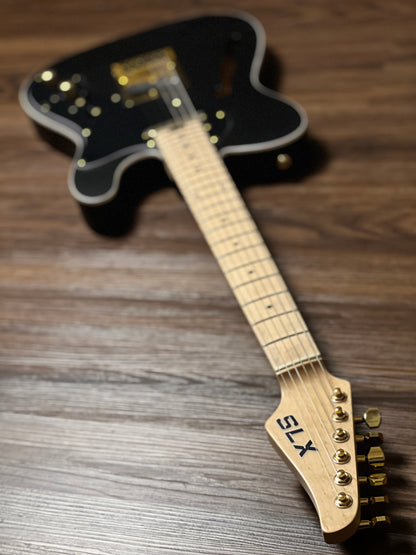 SLX Raven Thinline Deluxe in Black Satin with Maple FB and Gold Hardware