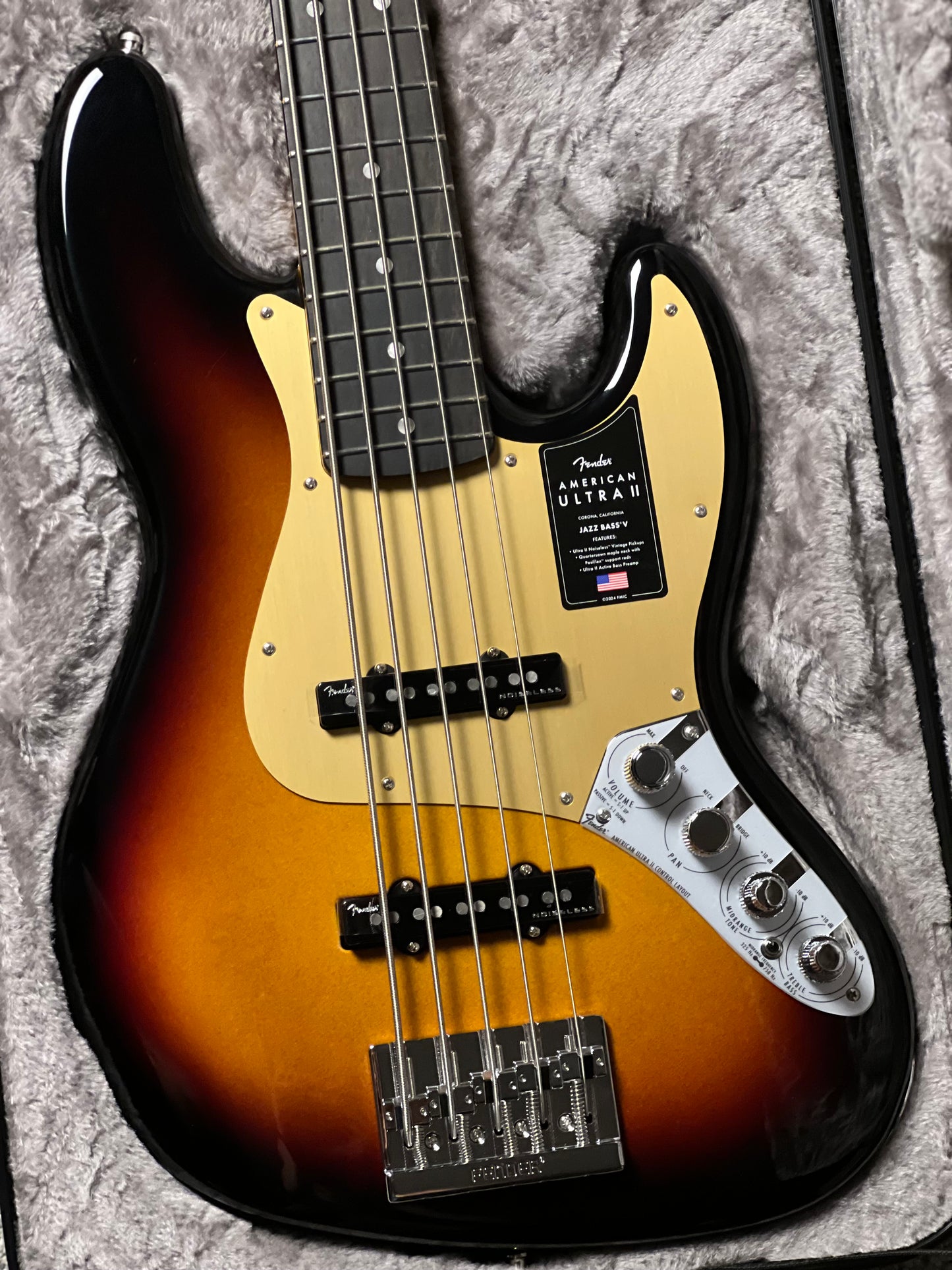 Fender American Ultra II Jazz Bass V Guitar with Ebony FB in Ultraburst US26005365