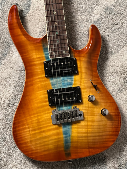 Soloking E-160 Custom Edge Series in Honeyburst with Blue Stripe Limited Edition