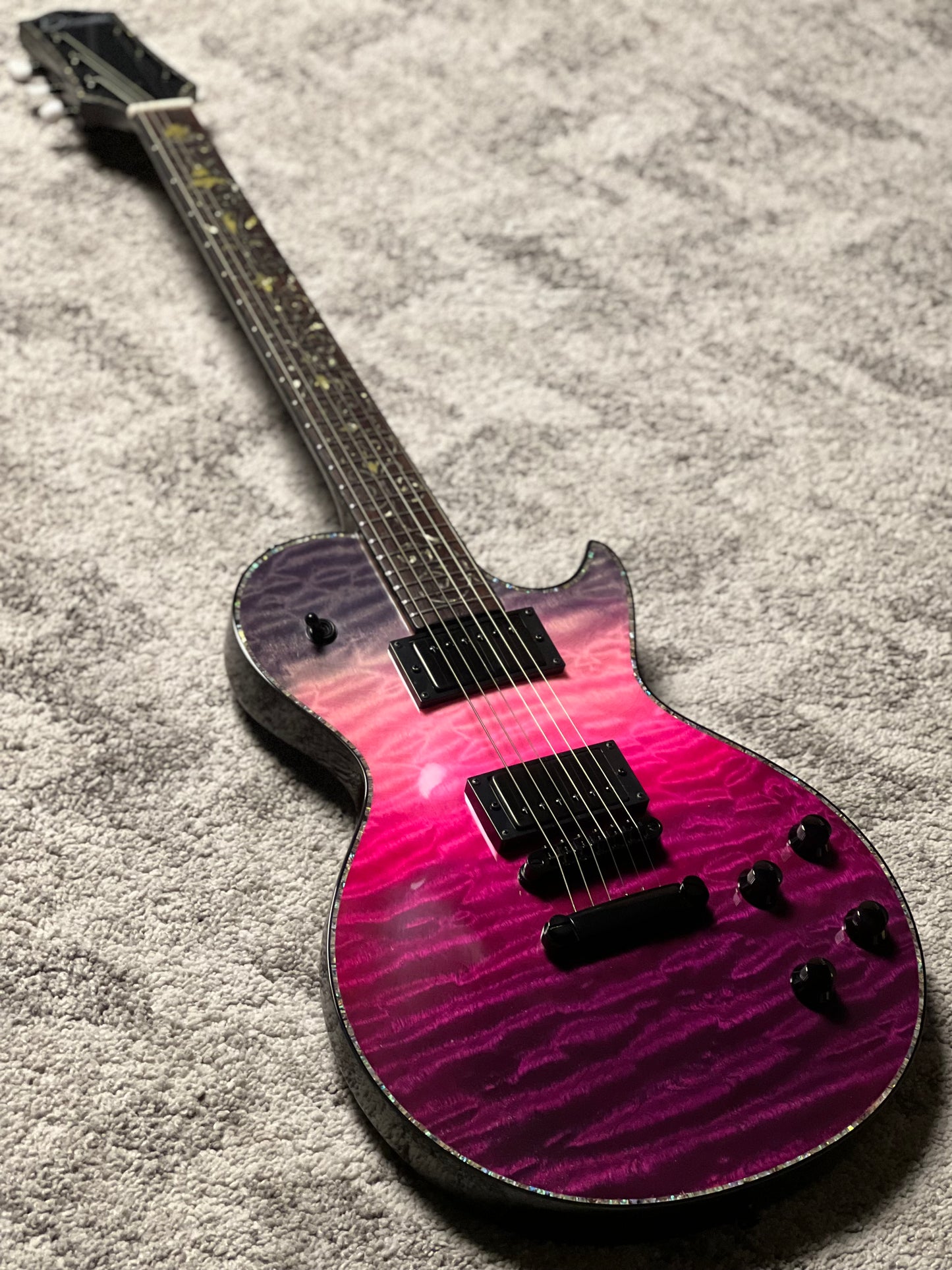Dhatarattha Custom DLP in Purple Wipeout with 5A Quilt Top