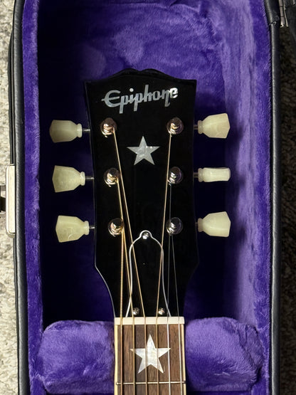 Epiphone J-180 LS Acoustic-electric with Hardshell Case in Ebony (Inspired by Gibson Custom)