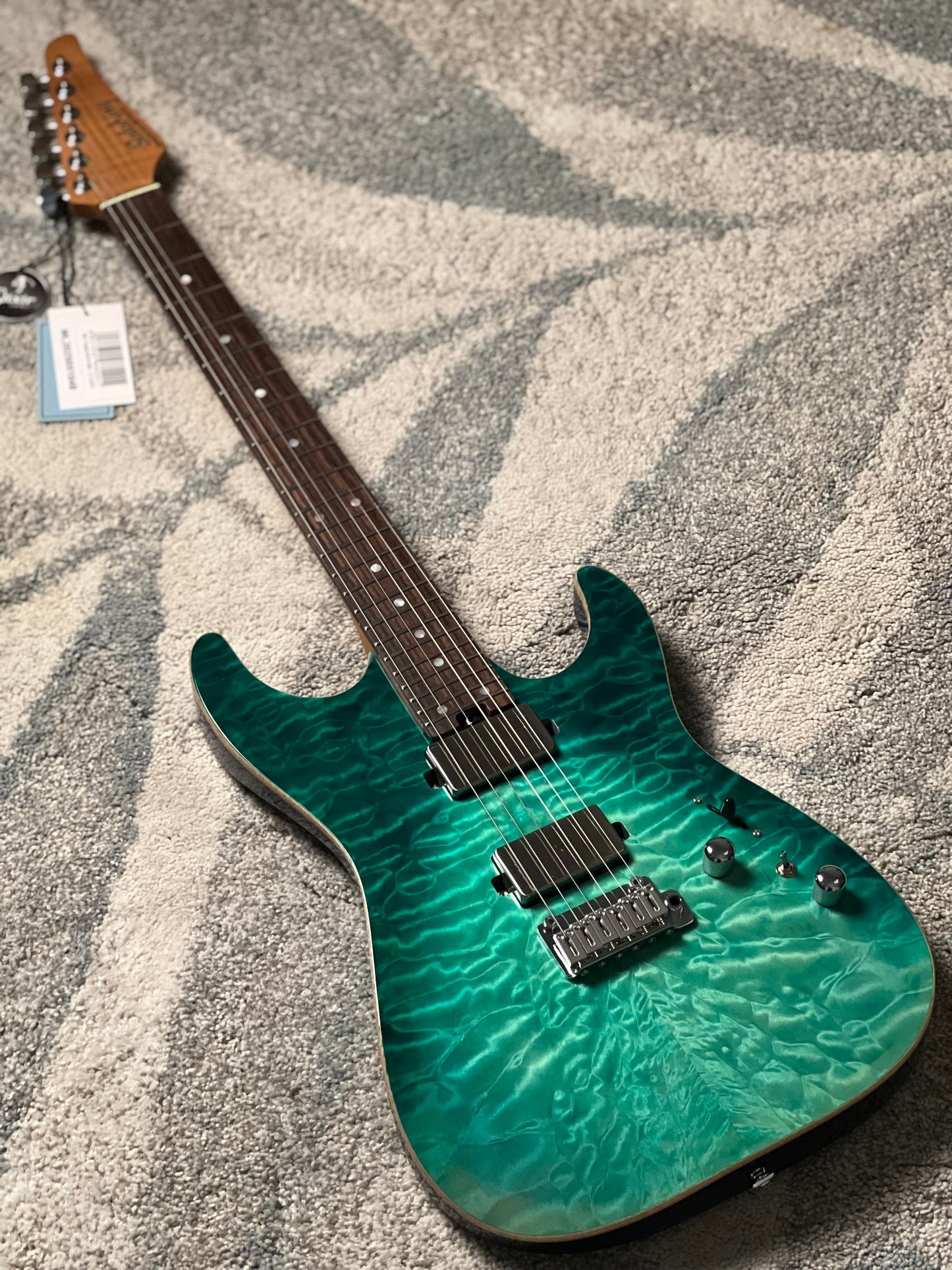 Soloking MS-1 Custom 24 HH Quilt with Rosewood FB in Turquoise Wakesurf JESCAR