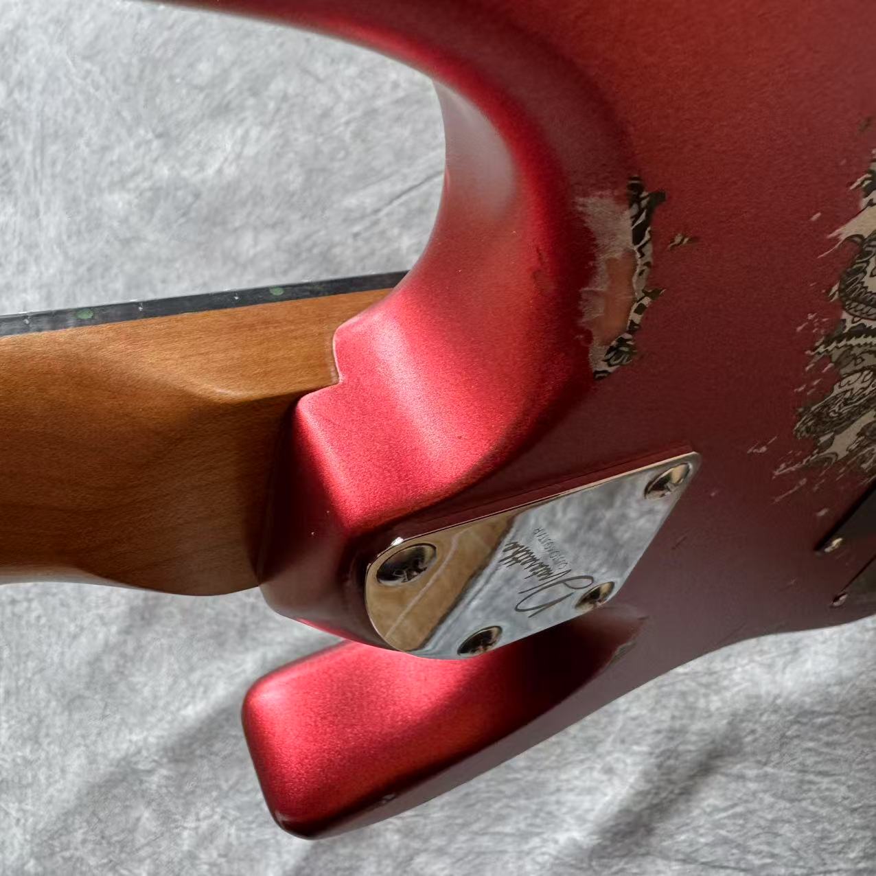 Dhatarattha Performance DST HH in Candy Apple Red over Black Paisley with RW FB and Nitrocellulose Lacquer Relic