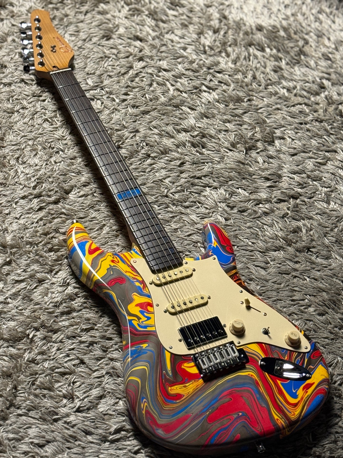 Dhatarattha Custom DST HSS in Red Marble Swirl with Rosewood FB