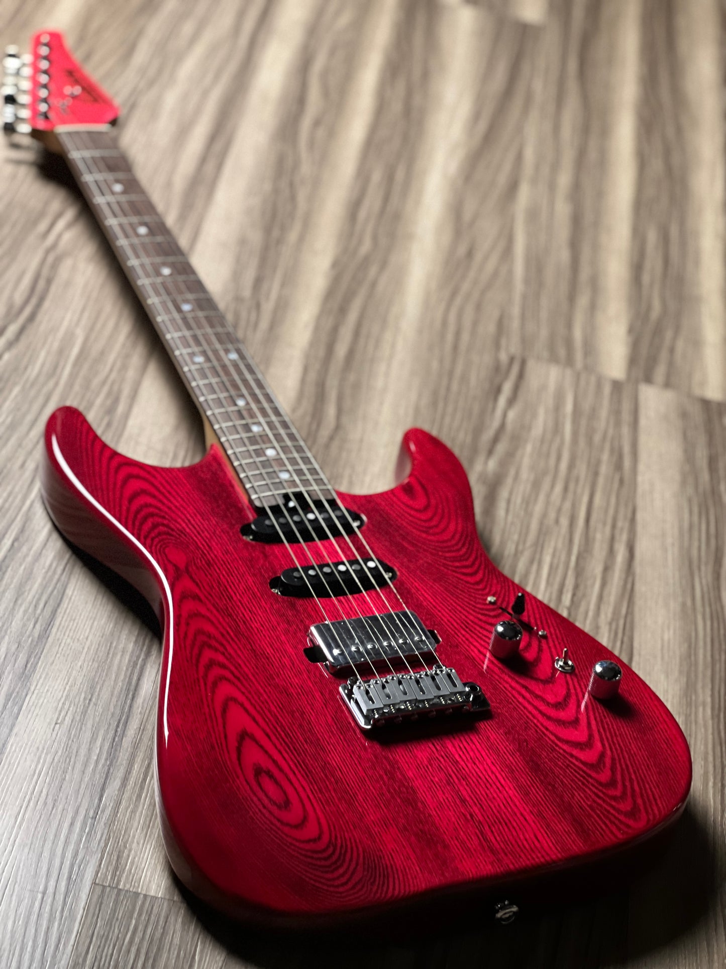 Soloking MS-1 Custom in Transparent Magenta with Roasted Maple Neck and Ash Body