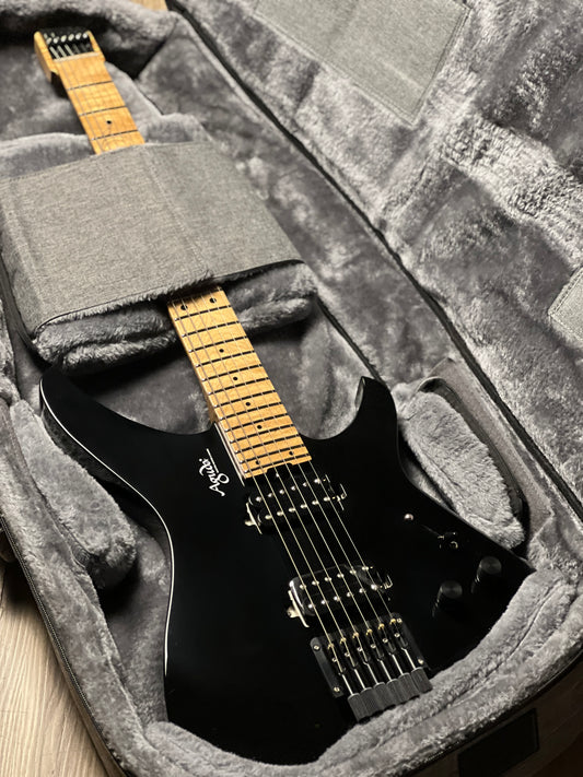 Aguda Musicboy with Premium Glossy Roasted Flame Maple Neck in Black 1