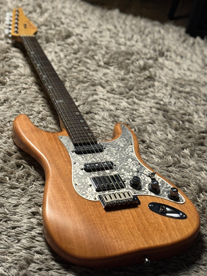 Dhatarattha Classic DST HSS in Natural Mahogany with Rosewood FB and Steel Flower Pickguard