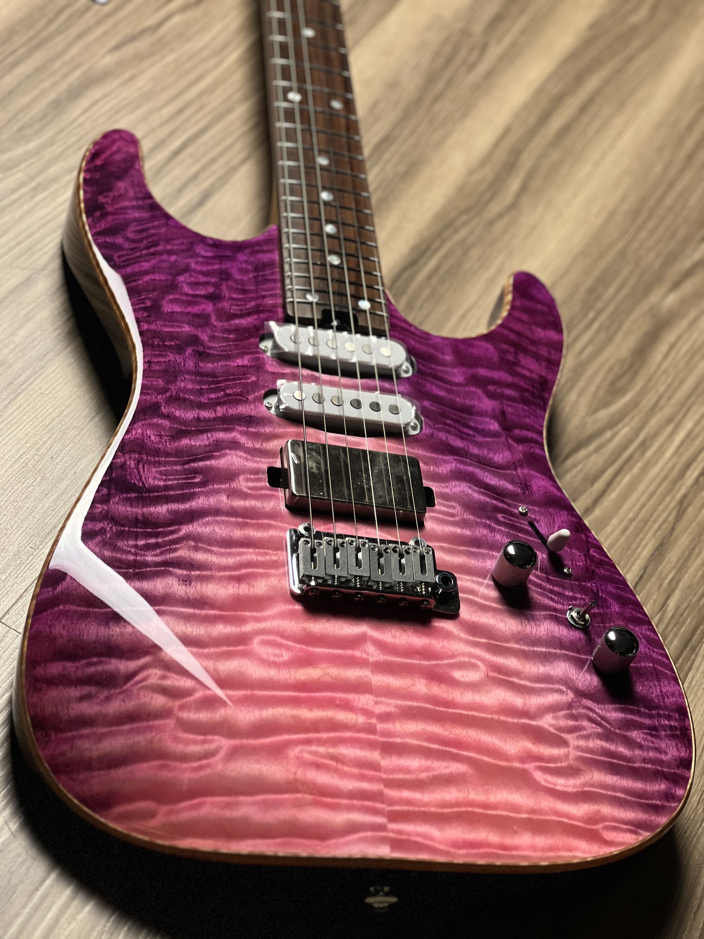 Soloking MS-1 Custom 24 HSS Quilt with Rosewood FB in Purple Wakesurf JESCAR