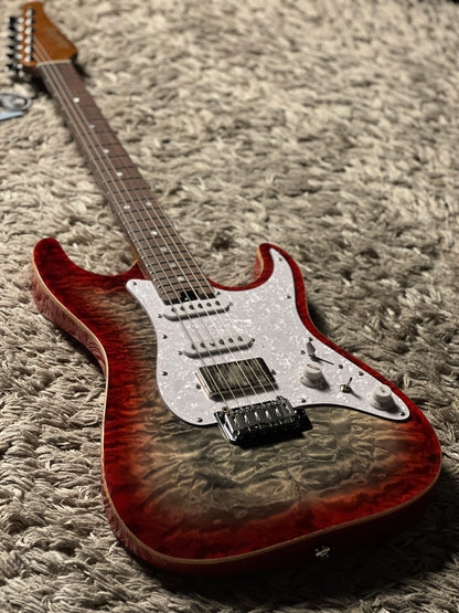 Soloking MS-1 Classic MKII Flat Top in Sapphire Red Burst with 5A Quilt Top Nafiri Special Run