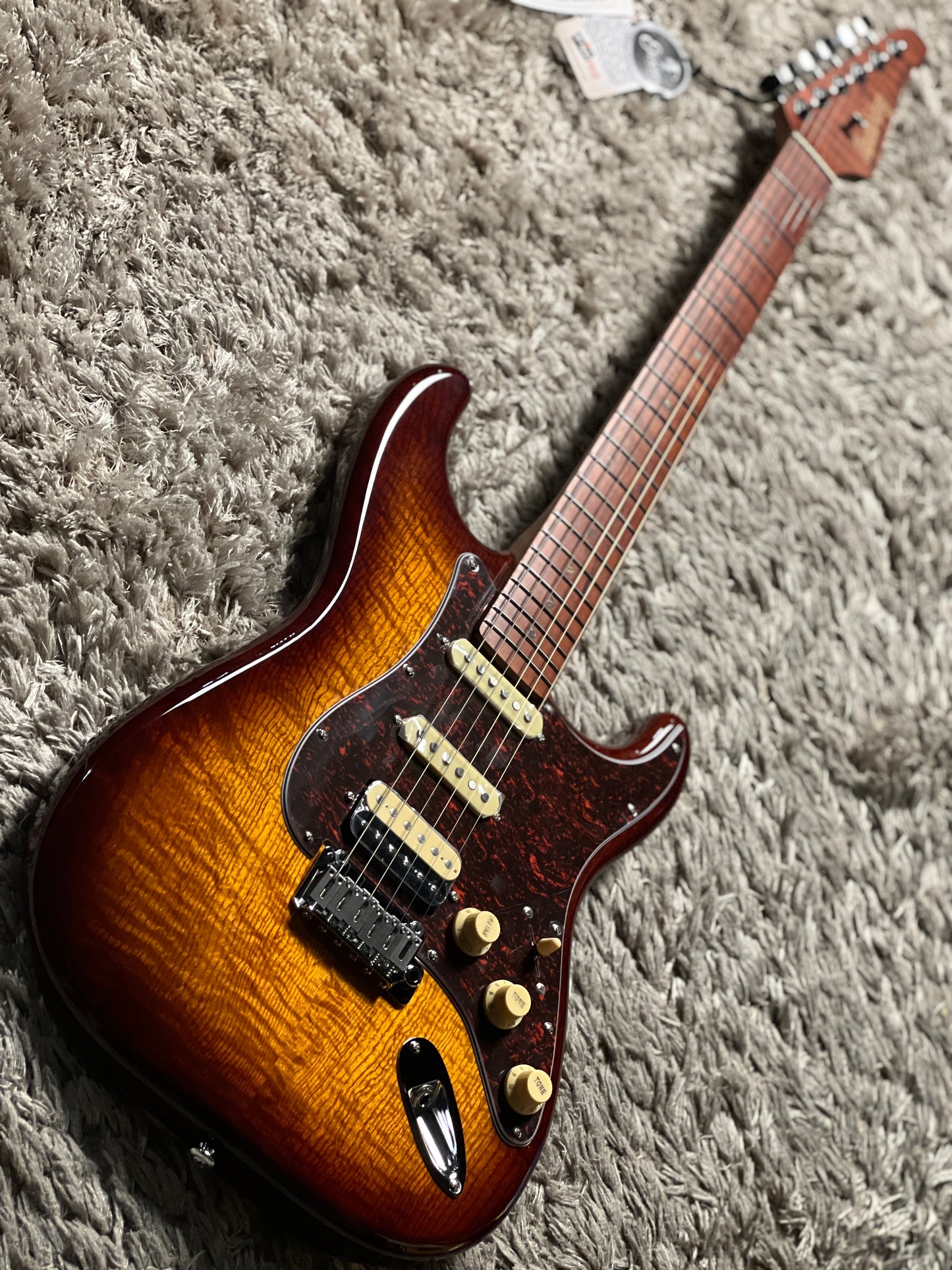 Soloking MS-1 FM Artisan with Roasted Flame Maple Neck in Bourbon Burst Nafiri Special Run