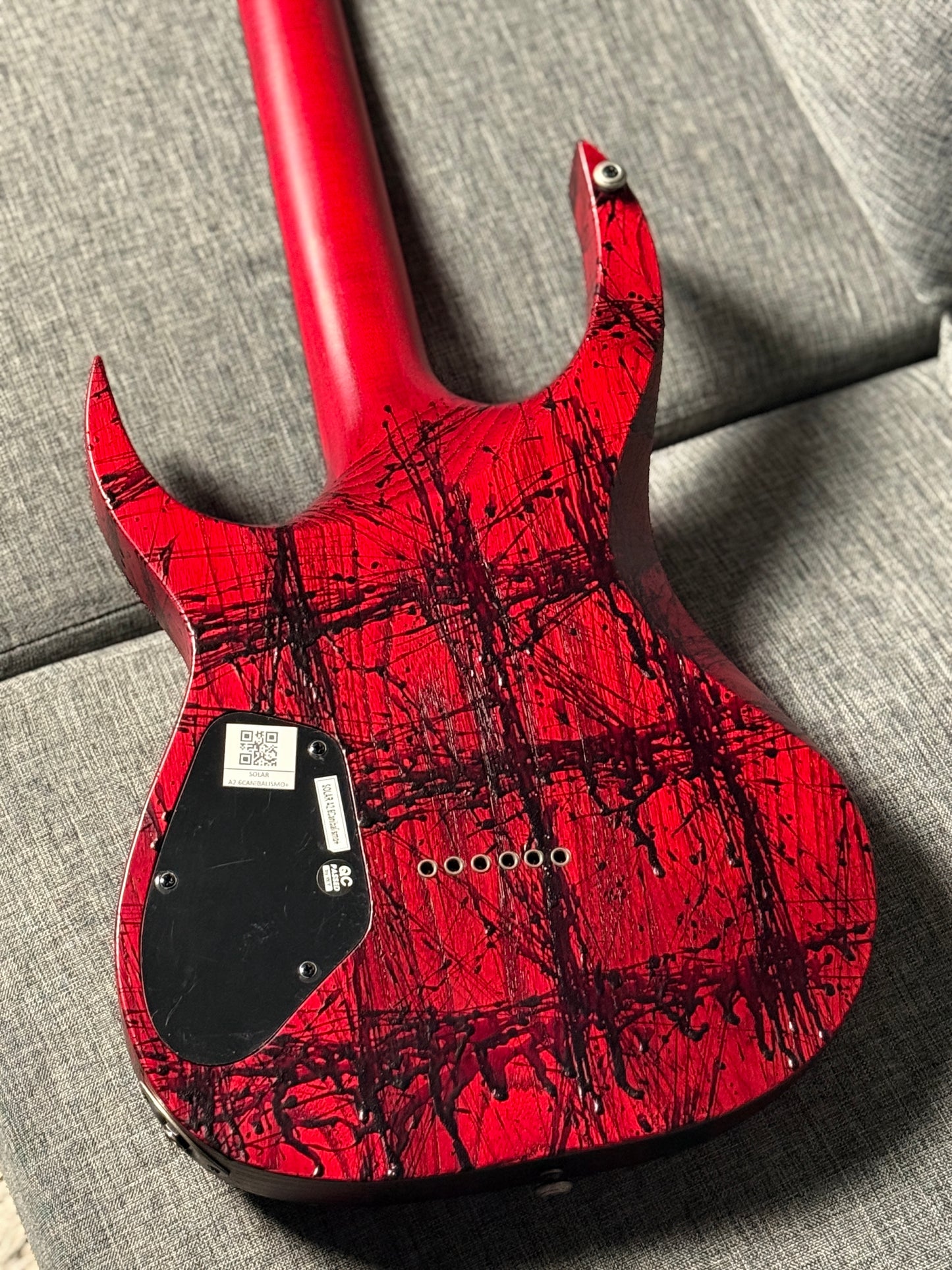 Solar Guitars A2.6 Canibalismo+ in Blood Red Open Pore with Blood Splatter IW21120562