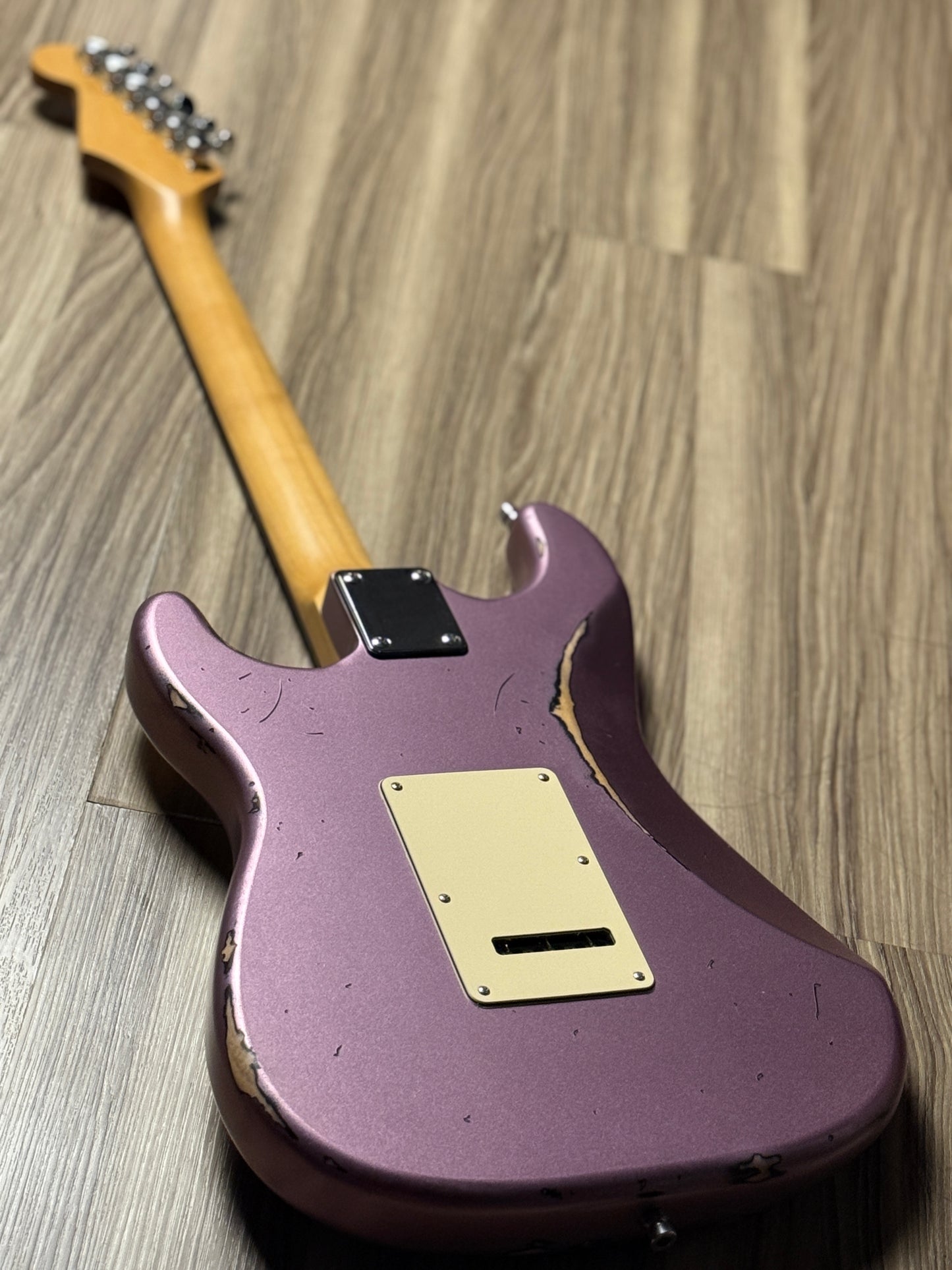 Dhatarattha Classic DST HSS in Violet over Black Purple Paisley with Rosewood FB and Nitrocellulose Lacquer Relic