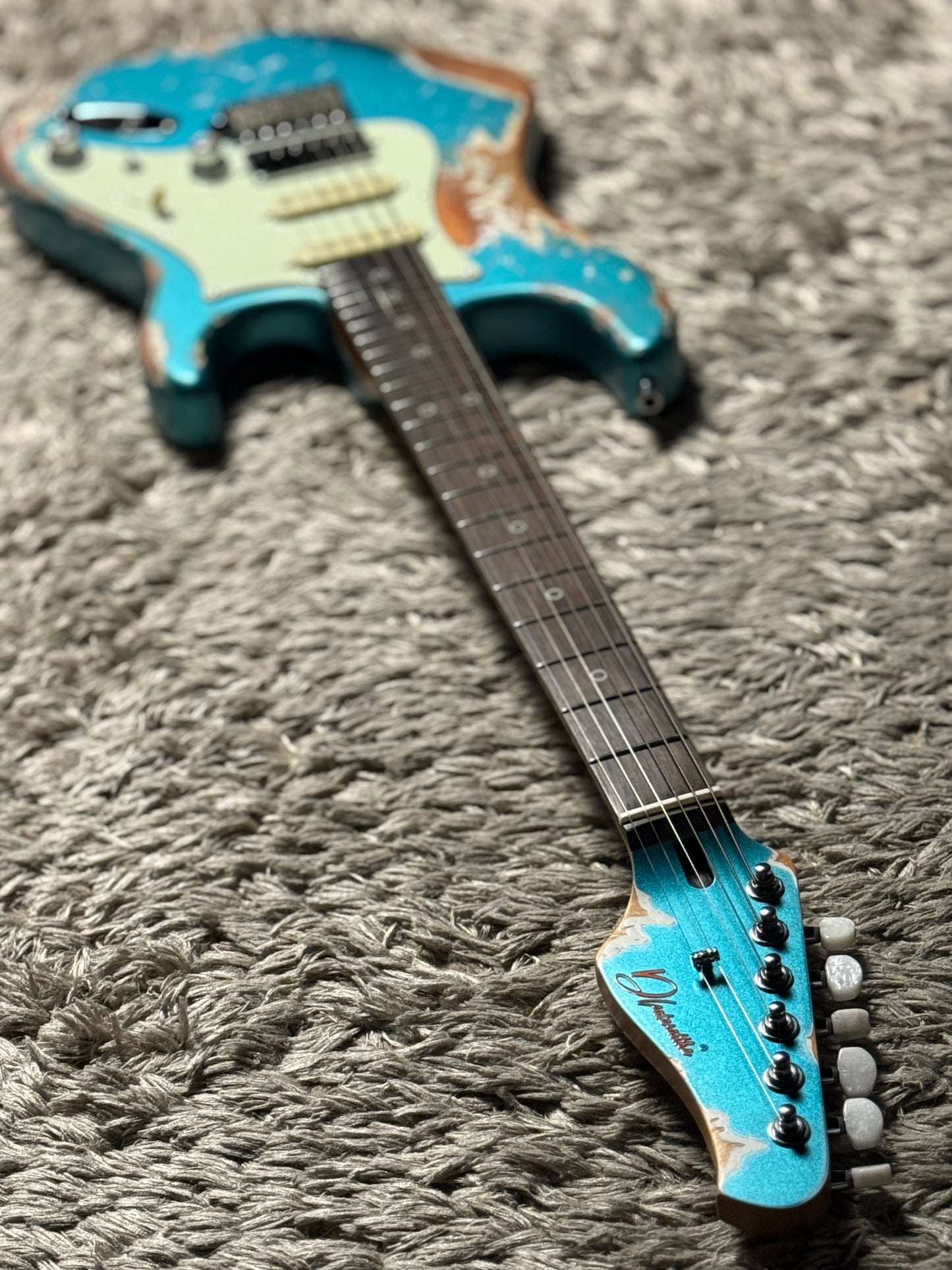Dhatarattha Performance DST HSS in Ocean Turquoise with RW FB and Nitrocellulose Lacquer Relic