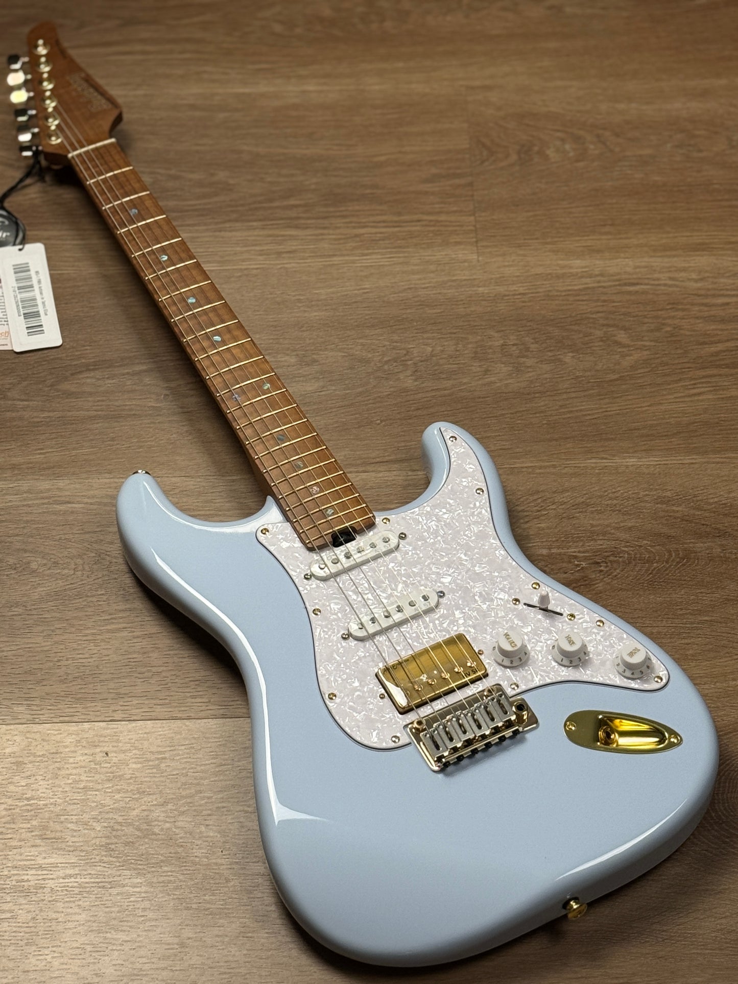 Soloking MS-1 FMN Artisan with Roasted Flame Maple Neck in Faded Sonic Blue JESCAR