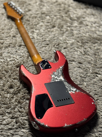 Dhatarattha Performance DST HH in Candy Apple Red over Black Paisley with RW FB and Nitrocellulose Lacquer Relic