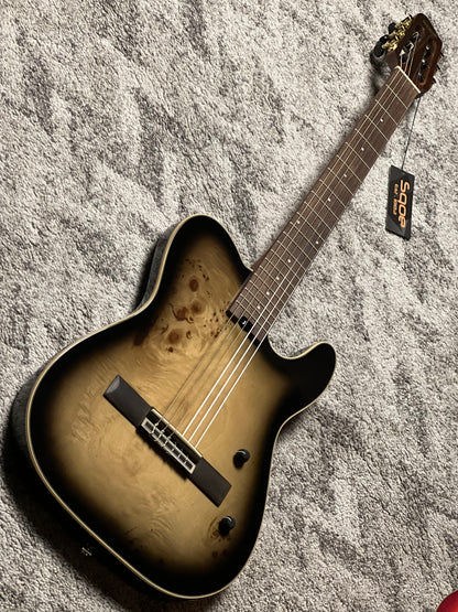 SQOE Spain SEGD-600 Nylon Electric Guitar with Piezo in Aurora Black