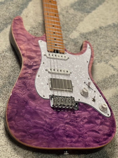 Soloking MS-1 Classic MKII Flat Top in Deep Purple Surf with 5A Quilt Top Nafiri Special Run