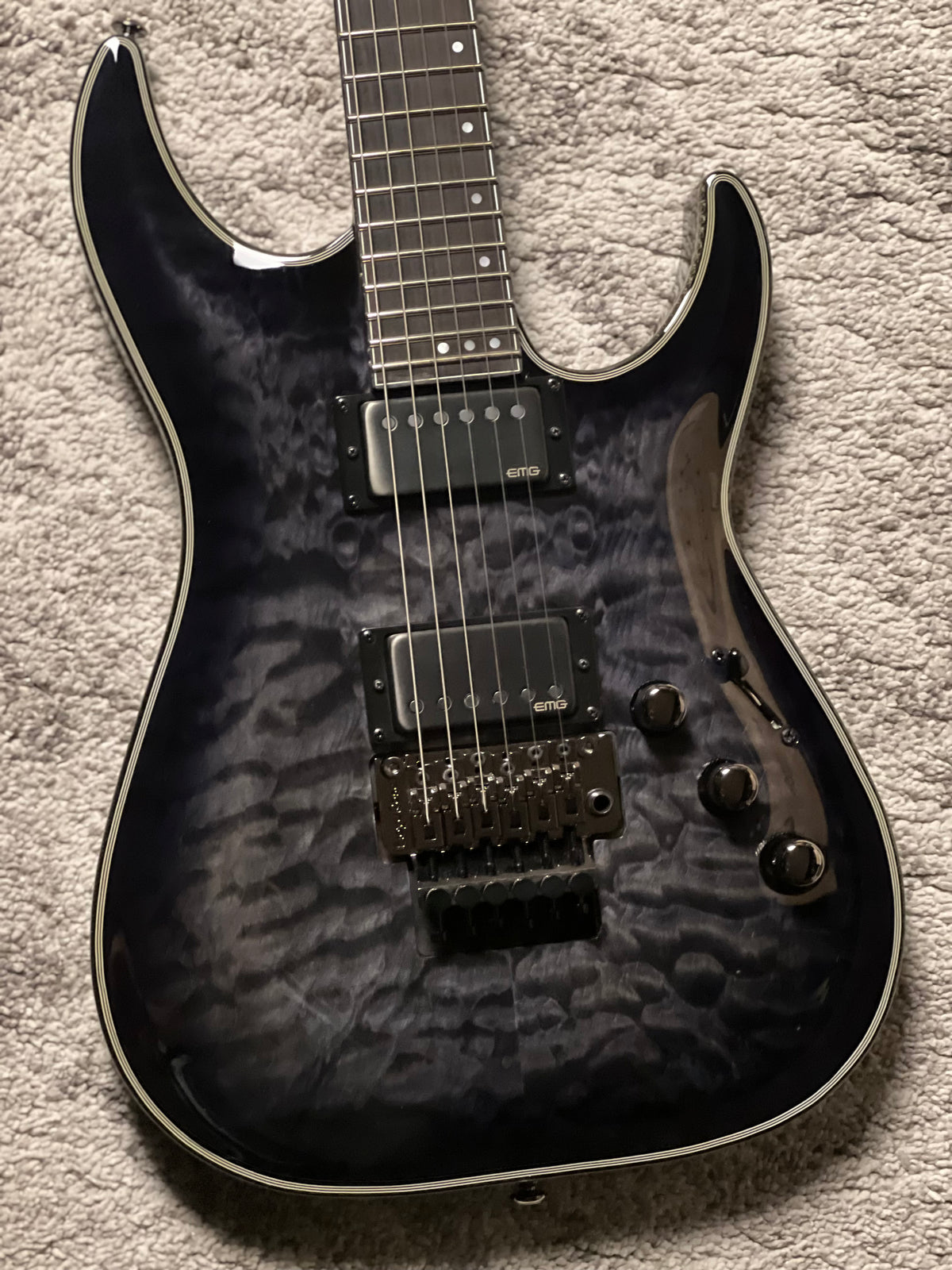 Schecter Hellraiser Hybrid C-1 FR TBB with Floyd Rose in Trans Black W23070014