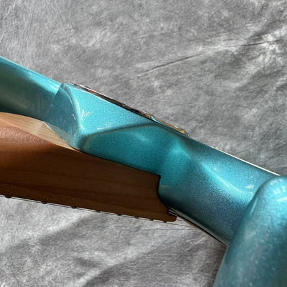 Dhatarattha Custom DST HSS in Ocean Turquoise Metallic with Roasted Maple FB and "Pacific Ocean" Inlay