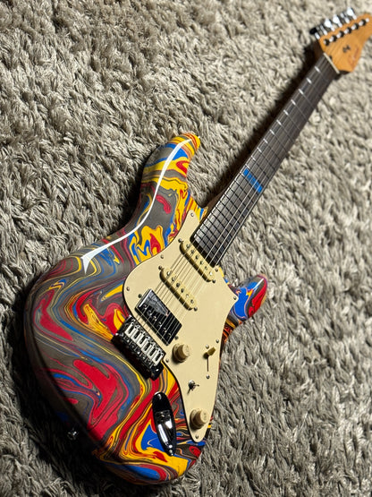 Dhatarattha Custom DST HSS in Red Marble Swirl with Rosewood FB