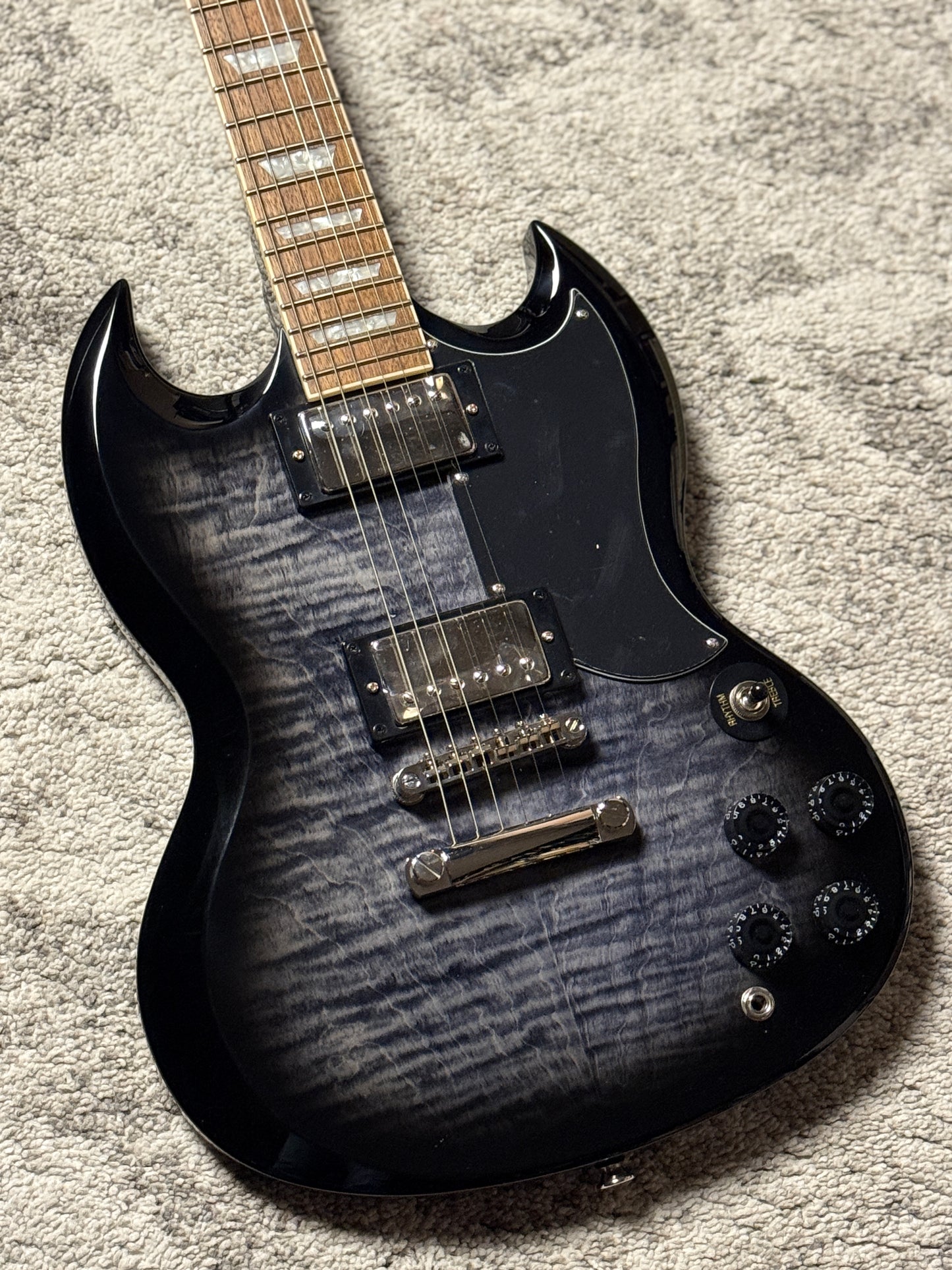 Epiphone SG Tribute Plus in Transparent Ebony
