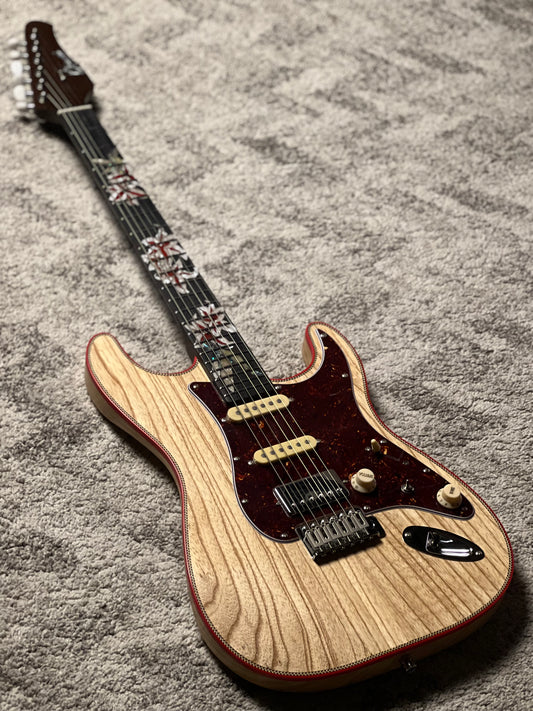 Dhatarattha Custom Classic DST HSS in Natural Ash with Rosewood Neck and Blooming Lilies Inlay