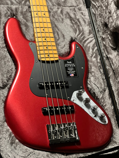Fender American Ultra II Jazz Bass V Guitar with Maple FB in Sinister Red US24062970