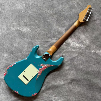Dhatarattha Performance DST HSS in Ocean Turquoise over Pink Paisley with RW FB and Nitrocellulose Lacquer Relic