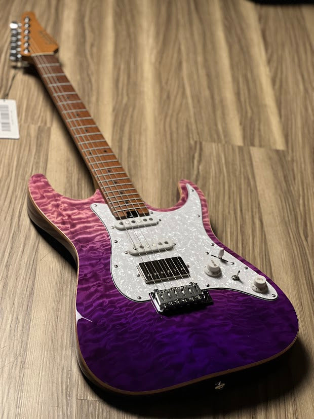 Soloking MS-1 Classic MKII Flat Top in Deep Purple Surf with 5A Quilt Top Nafiri Special Run