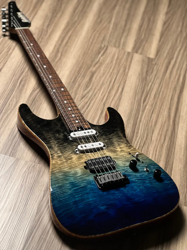 Soloking MS-1 Custom 22 HSS with Rosewood FB in Ocean Storm Double Wipeout JESCAR