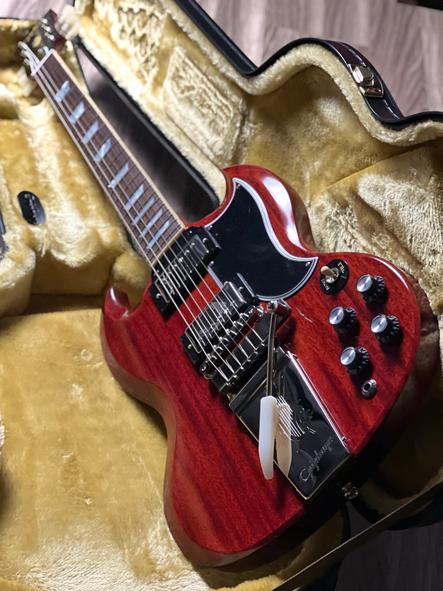 Epiphone 1964 SG Standard with Maestro Vibrola Reissu in Cherry Red w/Case