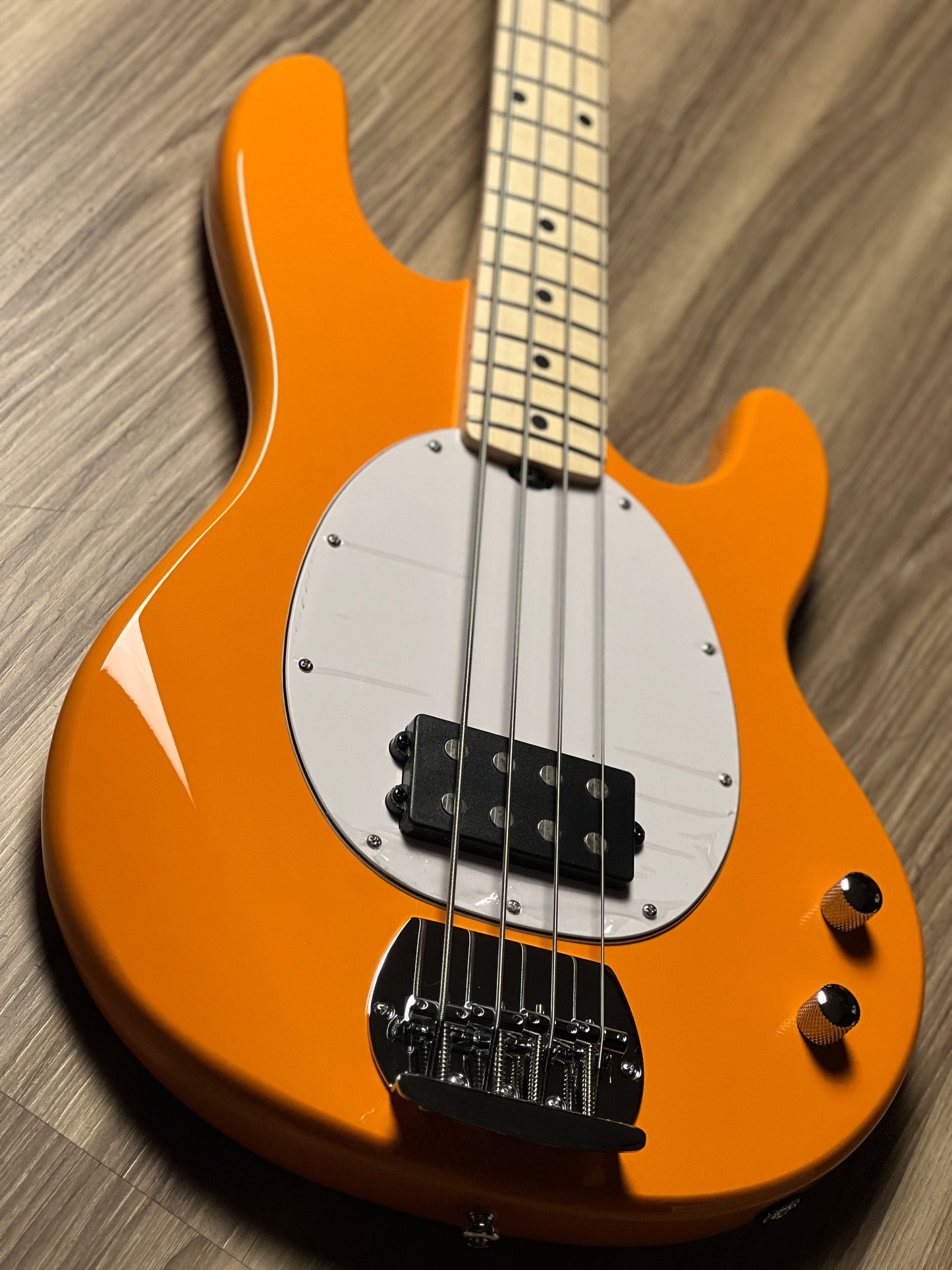 Sterling By Music Man StingRay RAY2 with Maple FB in Sunrise Orange