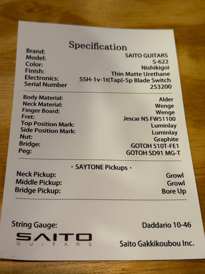 Saito S-622 EXO SSH with Wenge in Nishikigoi 253200