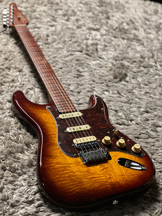 Soloking MS-1 FM Artisan with Roasted Flame Maple Neck in Bourbon Burst Nafiri Special Run