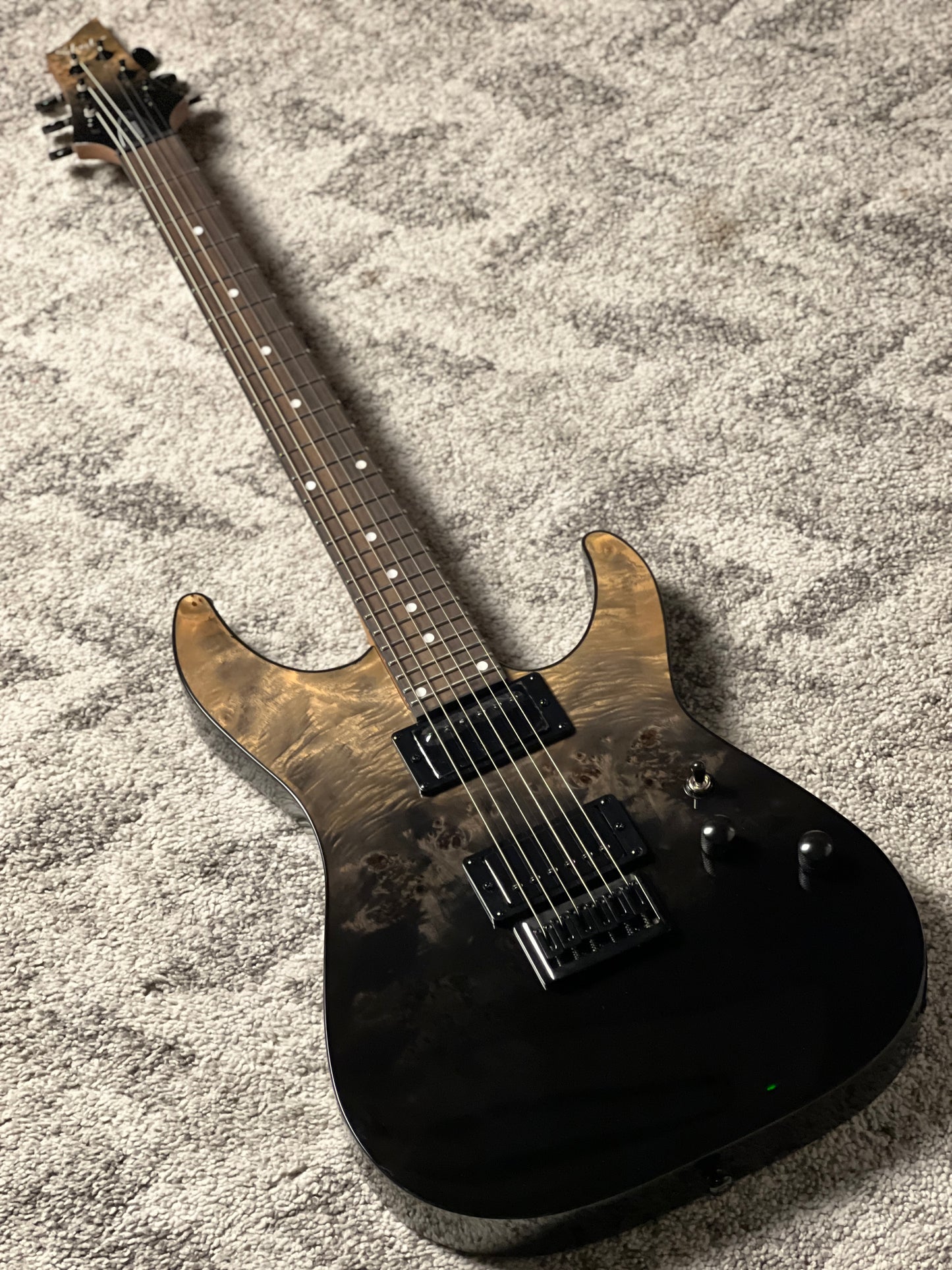 Schecter C-1 Standard in Black Fade Burst Burl